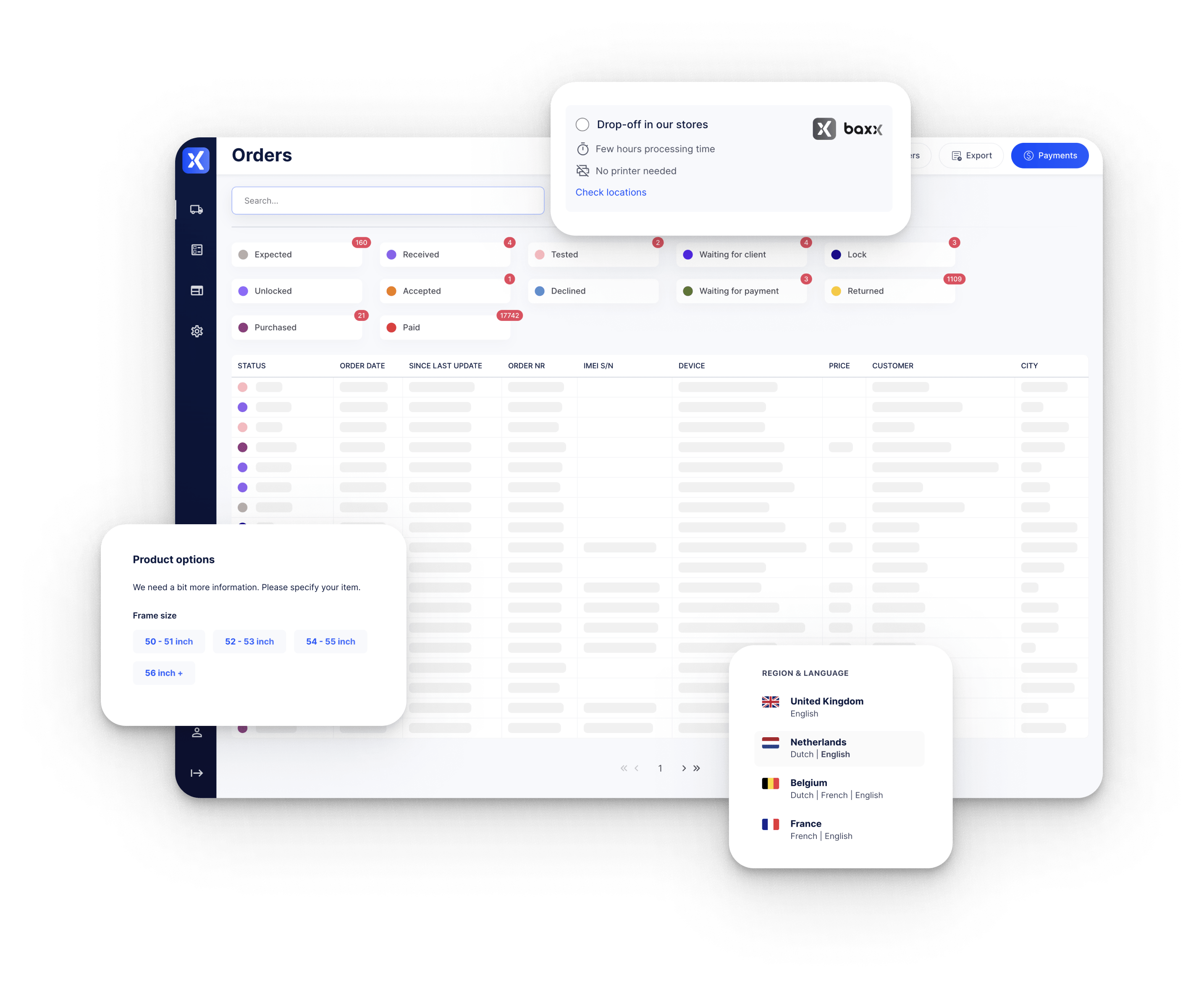 Baxx desktop example light mode