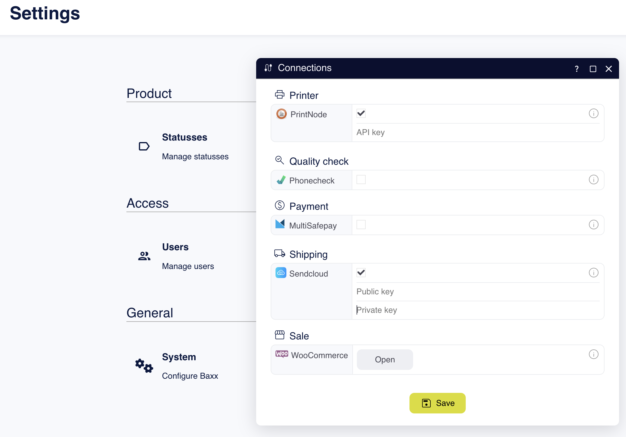 Baxx integrations